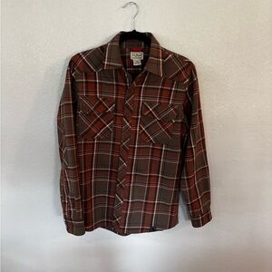 L.L. Bean Men's Plaid Shirt - Orange and camo green